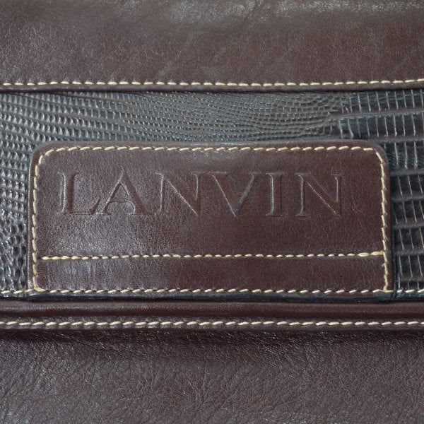 Lanvin 総革×エキゾチックデザインショルダー（茶）