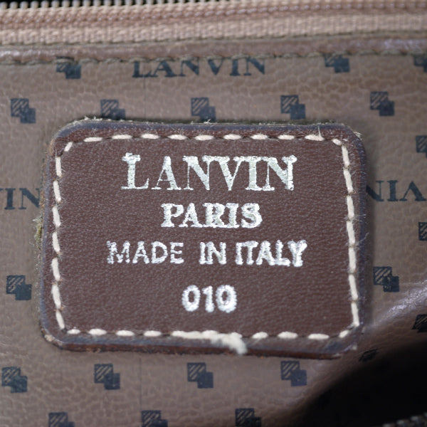 Lanvin 総革×エキゾチックデザインショルダー（茶）