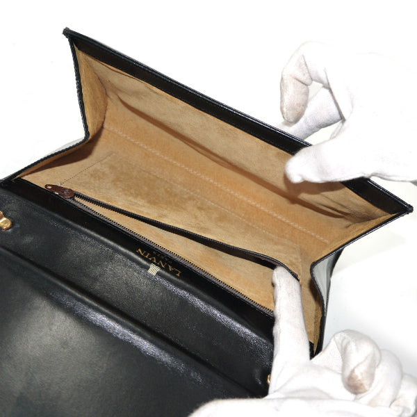 Lanvin 総革2WAYロゴチェーンバッグ（黒）