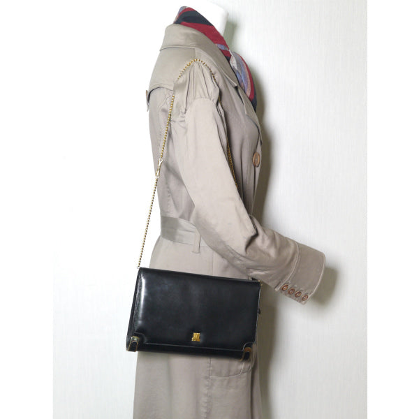 Lanvin 総革2WAYロゴチェーンバッグ（黒）