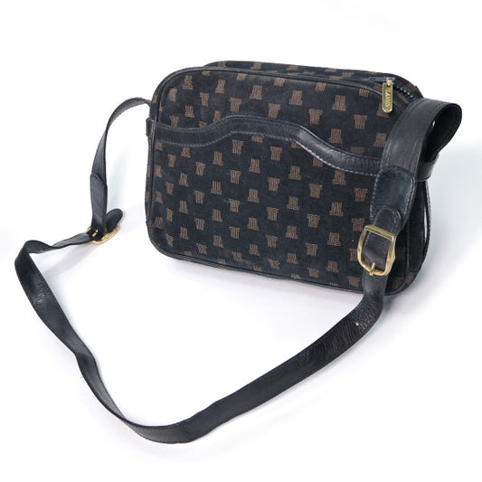 Lanvin　ロゴグラム スエード斜めがけショルダー（紺）