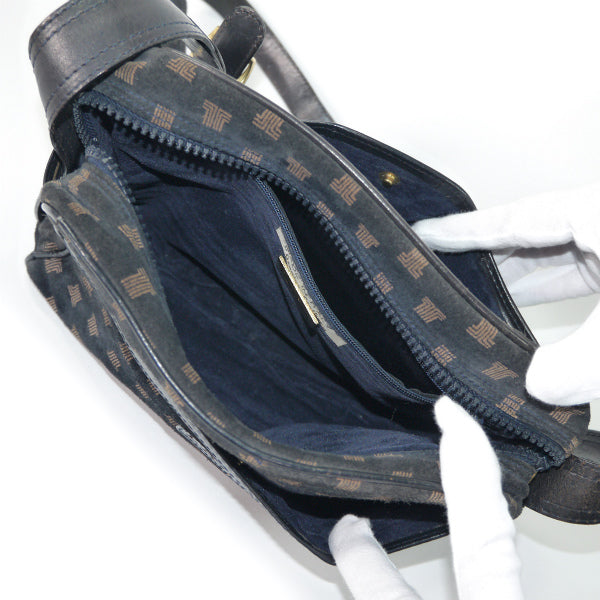 Lanvin　ロゴグラム スエード斜めがけショルダー（紺）