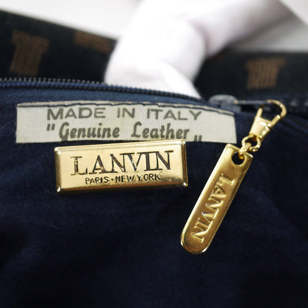 Lanvin　ロゴグラム スエード斜めがけショルダー（紺）