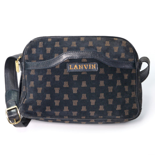 Lanvin　ロゴグラム スエード斜めがけショルダー（紺）