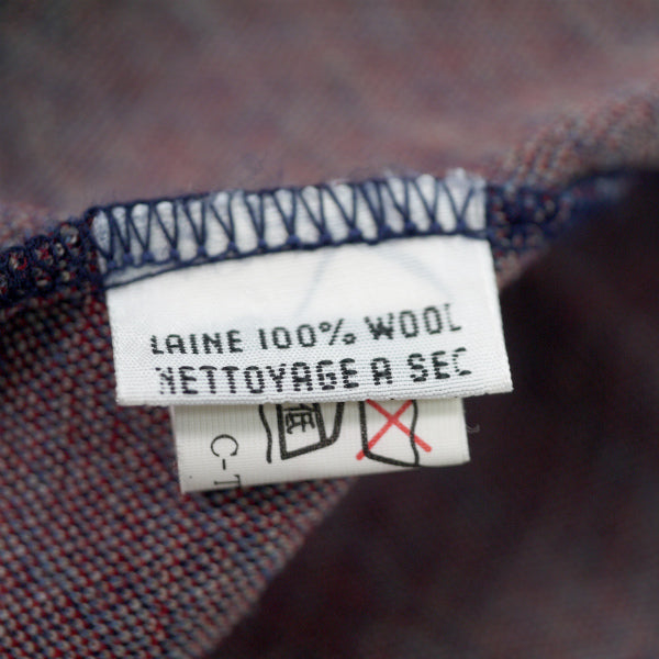 LANVIN フリンジリボン膝丈ウールスカート（紺×赤）