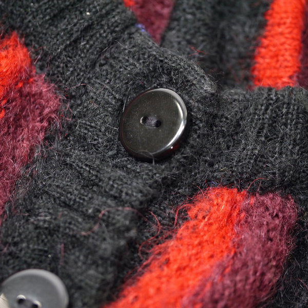 LANVIN ストライプ モヘアニット（黒×赤）