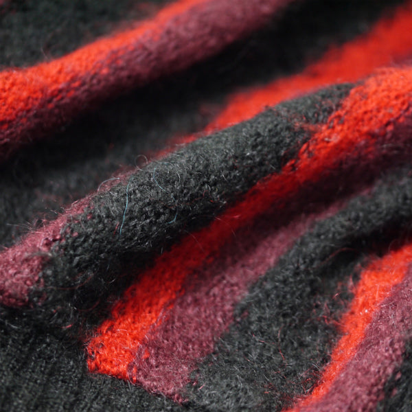 LANVIN ストライプ モヘアニット（黒×赤）