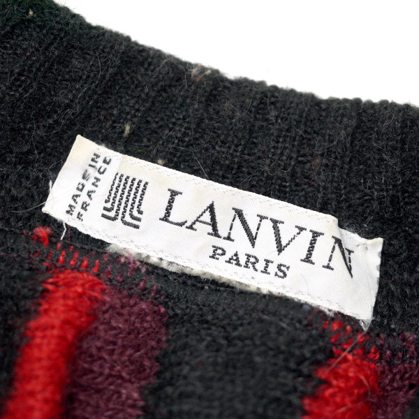 LANVIN ストライプ モヘアニット（黒×赤）