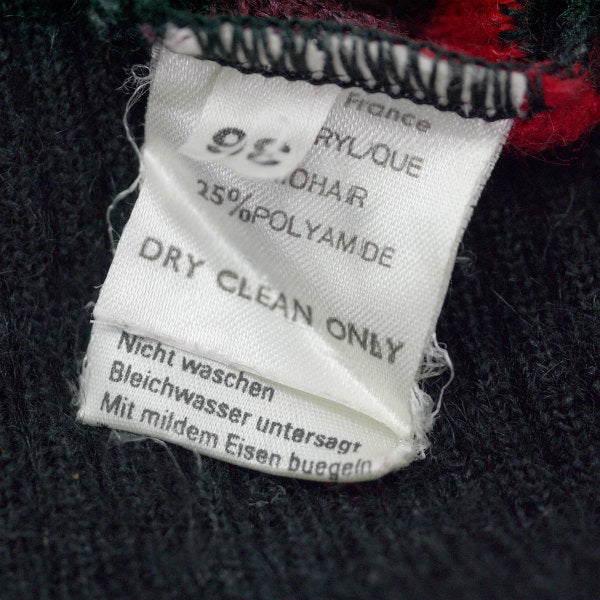 LANVIN ストライプ モヘアニット（黒×赤）