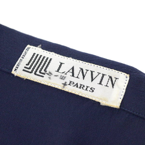 LANVIN シルク100%ロゴ柄ブラウス（紺）