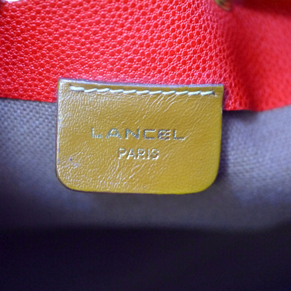 Old Lancel　エンブレム巾着ショルダー（赤×キャメル）