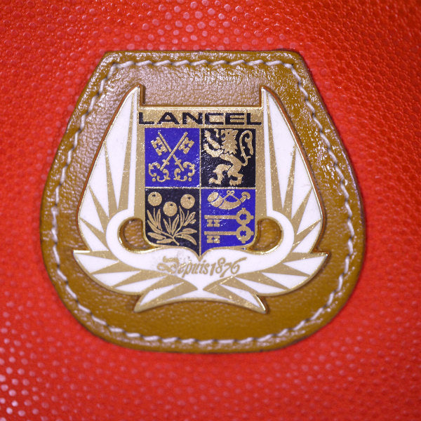 Old Lancel　エンブレム巾着ショルダー（赤×キャメル）