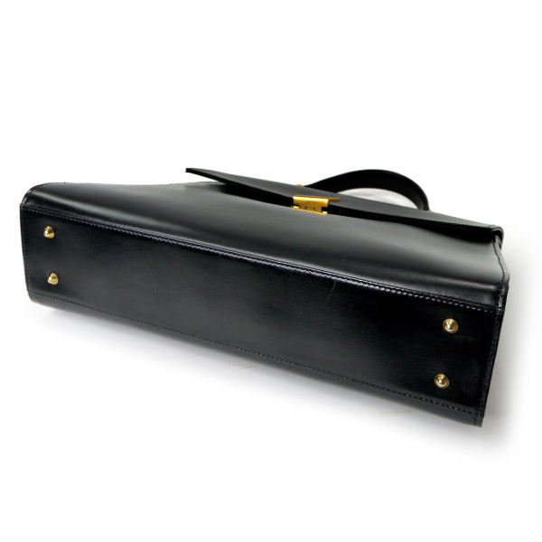 Lanvin ケリー型希少ロゴレザーハンドバッグ（黒）