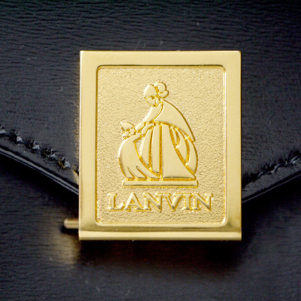 Lanvin ケリー型希少ロゴレザーハンドバッグ（黒）