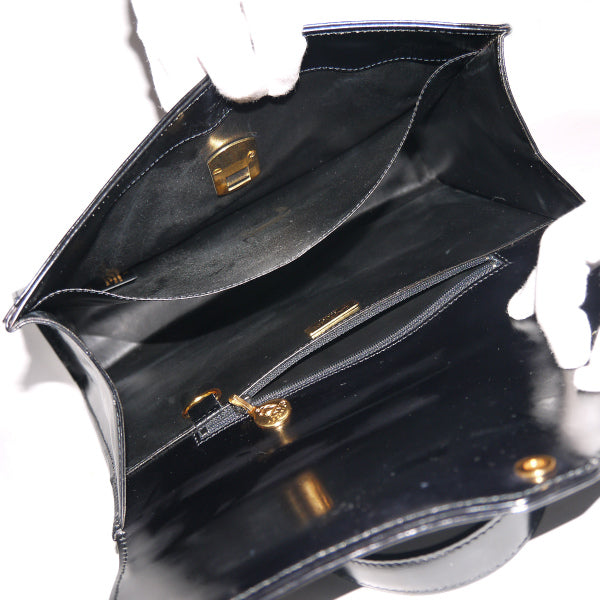 Lanvin ケリー型希少ロゴレザーハンドバッグ（黒）