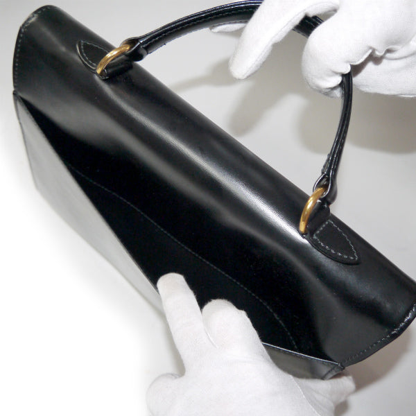 Lanvin ケリー型希少ロゴレザーハンドバッグ（黒）