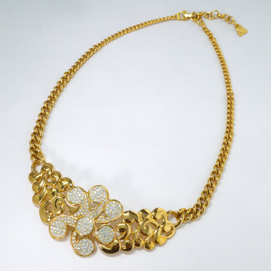 LANVIN　ジルコニア大ぶりネックレス（ゴールド）