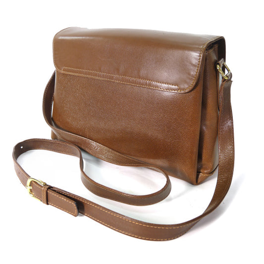 Lanvin スムース×リザード型押しショルダーバッグ（飴色）