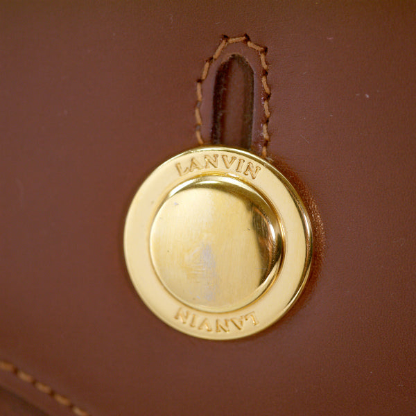 Lanvin スムース×リザード型押しショルダーバッグ（飴色）