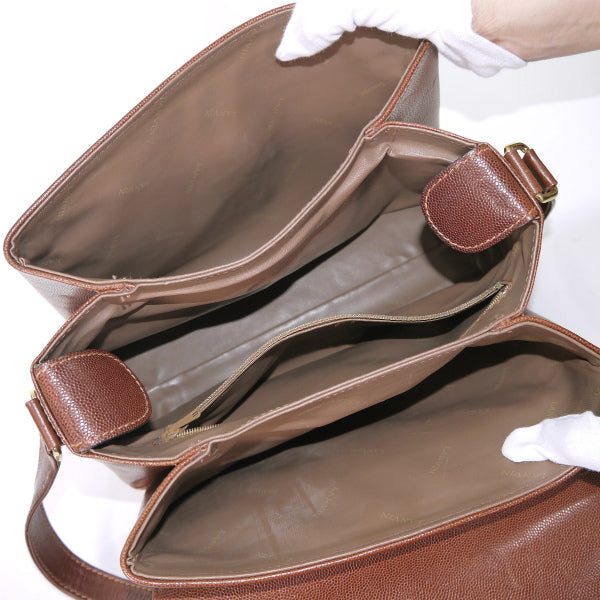 Lanvin スムース×リザード型押しショルダーバッグ（飴色）