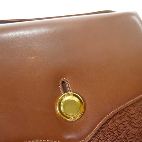 Lanvin スムース×リザード型押しショルダーバッグ（飴色）