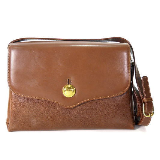 Lanvin スムース×リザード型押しショルダーバッグ（飴色）