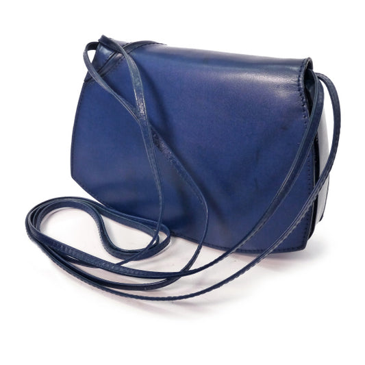 Lanvin 総革デザインWショルダーバッグ（青）