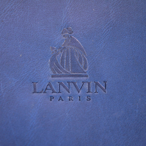 Lanvin 総革デザインWショルダーバッグ（青）