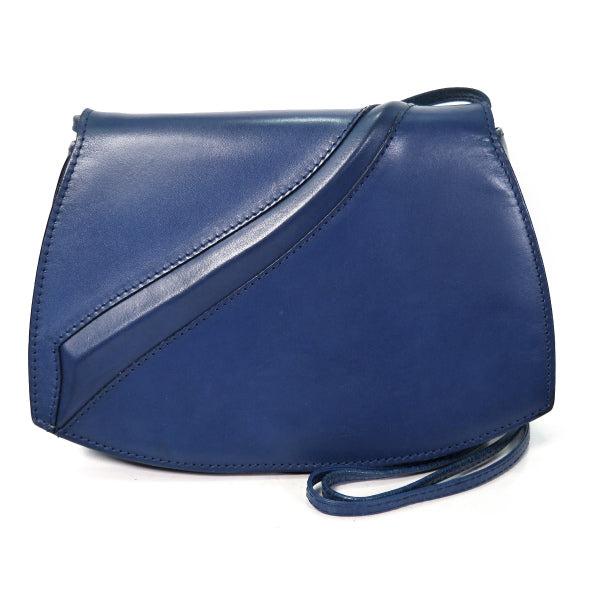 Lanvin 総革デザインWショルダーバッグ（青）