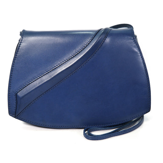 Lanvin 総革デザインWショルダーバッグ（青）