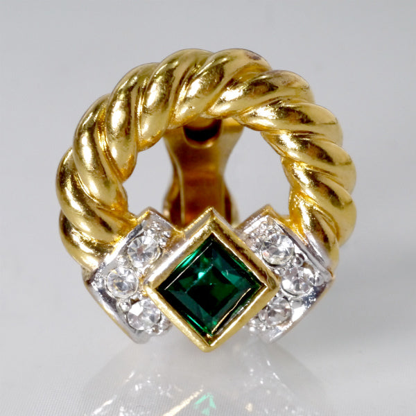 LANVIN　ツイストフープ グリーンイヤリング（ゴールド）