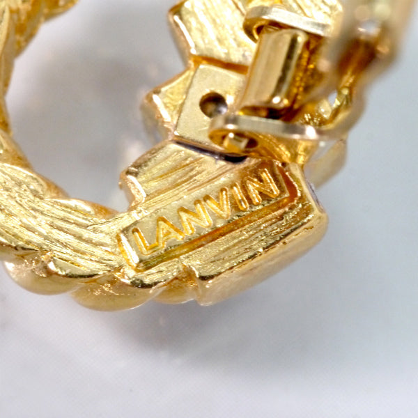 LANVIN　ツイストフープ グリーンイヤリング（ゴールド）