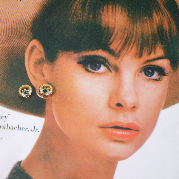 LANVIN　ツイストフープ グリーンイヤリング（ゴールド）