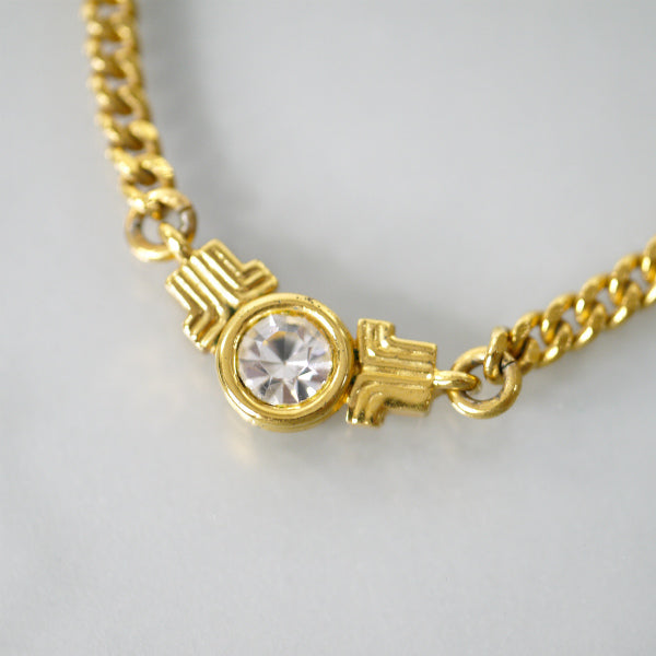 LANVIN　一粒ストーン LLロゴネックレス（ゴールド）