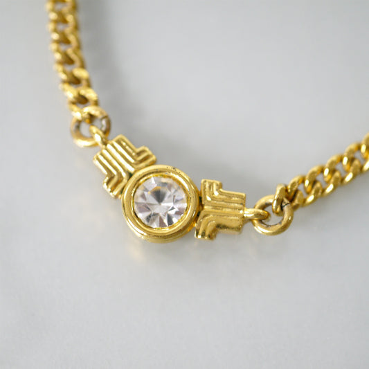 LANVIN　一粒ストーン LLロゴネックレス（ゴールド）