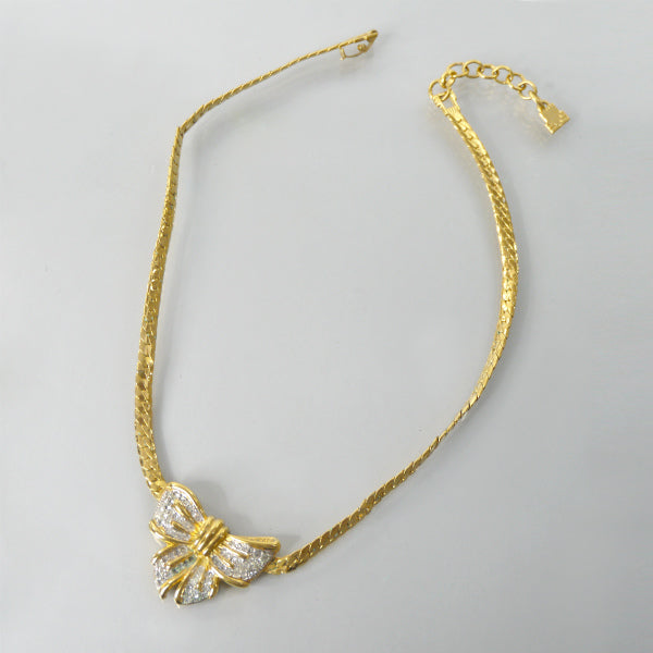 LANVIN　ビッグリボン ネックレス（ゴールド/ストーン）