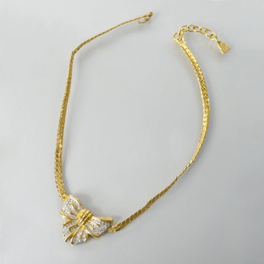 LANVIN　ビッグリボン ネックレス（ゴールド/ストーン）