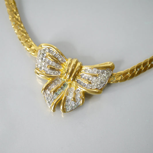 LANVIN　ビッグリボン ネックレス（ゴールド/ストーン）