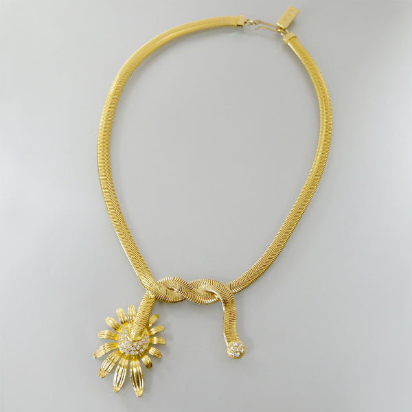 LANVIN　フラワーモチーフネックレス（ゴールド/ストーン）