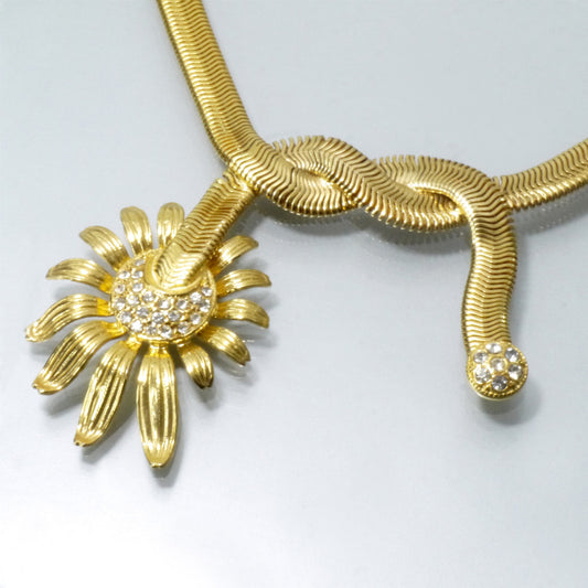 LANVIN　フラワーモチーフネックレス（ゴールド/ストーン）