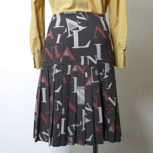 LANVIN ロゴ総柄ウールプリーツスカート（茶系）