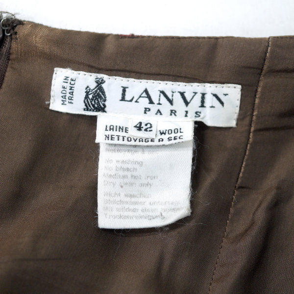 LANVIN ロゴ総柄ウールプリーツスカート（茶系）