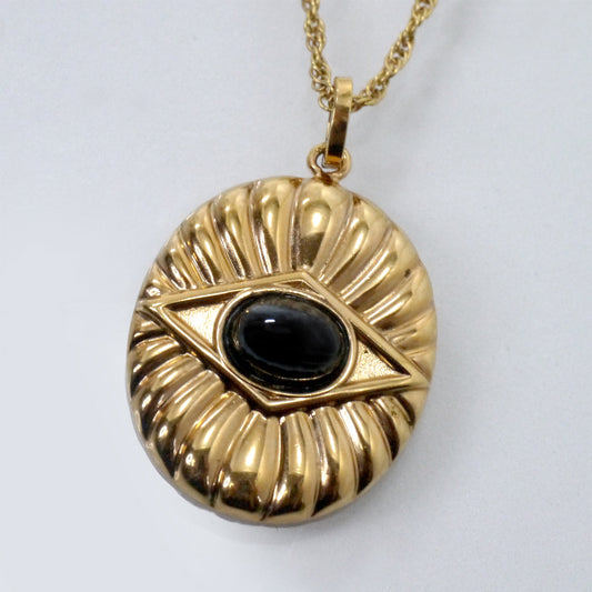 LANVIN　ブラックストーン ネックレス（ゴールド）