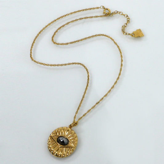 LANVIN　ブラックストーン ネックレス（ゴールド）