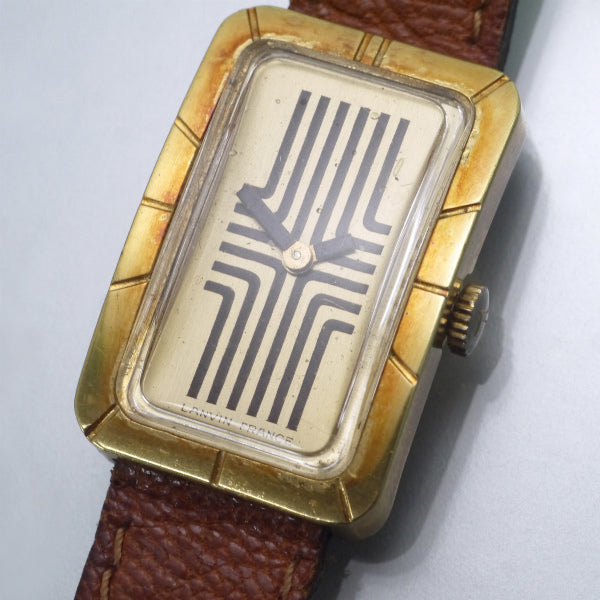 LANVIN　希少!!手巻きスクエア腕時計（茶）