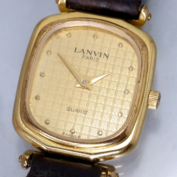 LANVIN　総LLロゴ スクエアミニウォッチ（ゴールド）