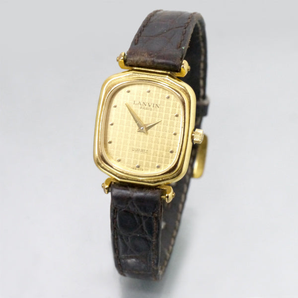 LANVIN　総LLロゴ スクエアミニウォッチ（ゴールド）