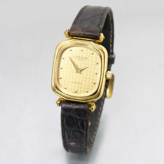 LANVIN　総LLロゴ スクエアミニウォッチ（ゴールド）