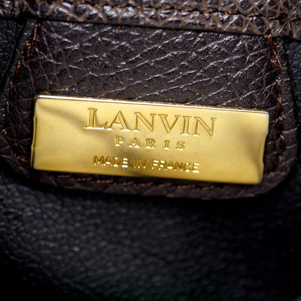 Lanvin　総革マルチカラーボーダー巾着ショルダー（赤/茶系）