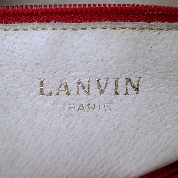Lanvin 総革デザインファスナー筒型ポシェット（赤）